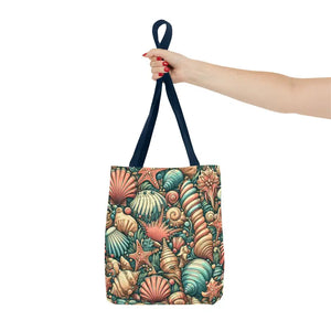 Seashells Tote Bag with Chic Black Cotton Handles - Dipaliz - Bags