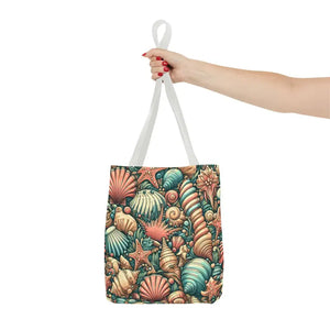 Seashells Tote Bag with Chic Black Cotton Handles - Dipaliz - Bags