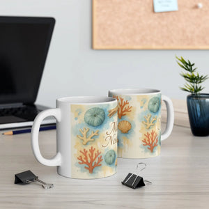 Seaside Shells Ceramic Mug - Coastal Morning Escape - Dipaliz