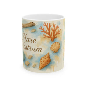 Seaside Shells Ceramic Mug - Coastal Morning Escape - Dipaliz