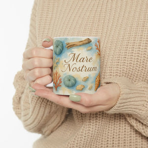 Seaside Shells Ceramic Mug - Coastal Morning Escape - Dipaliz - 11oz