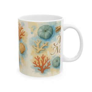 Seaside Shells Ceramic Mug - Coastal Morning Escape - Dipaliz