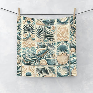 Seaside Tile Face Towel – Soft Cotton Back - Dipaliz - Washcloths
