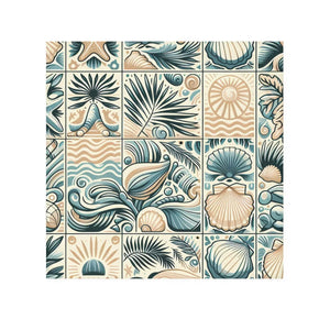 Seaside Tile Face Towel – Soft Cotton Back - Dipaliz - Washcloths