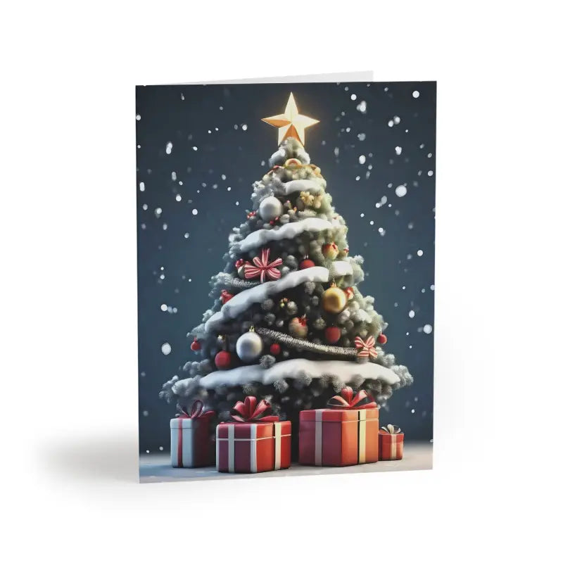 Spread Holiday Joy with Sparkling Christmas Tree Greeting Cards - 16 Pcs / Matte / 4.25” x 5.5” Paper Products