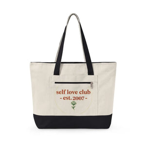 Custom Self Love Club Canvas Tote Full Zip Bag Dipaliz - 18’’ x 14’’ 4.5’’ / Natural/black - Bags