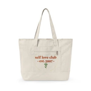 Custom Self Love Club Canvas Tote Full Zip Bag Dipaliz - 18’’ x 14’’ 4.5’’ / Natural - Bags
