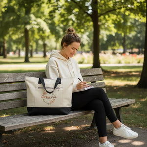 Floral Love Club Canvas Tote - Zippered Cotton Bag - Dipaliz - Bags