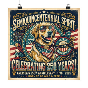 Semiquincentennial Spirit Poster – Patriotic Golden Retriever - Dipaliz - Posters