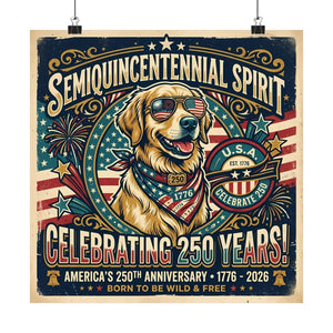 Semiquincentennial Spirit Poster – Patriotic Golden Retriever - Dipaliz - Posters