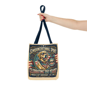 Semiquincentennial Spirit Tote Bag - Celebrating 250 Years Patriotic Golden Retriever Design - Bags