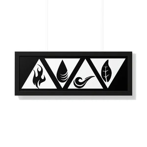Framed Horizontal Poster - Air Elements Modern Wall Art - Dipaliz - 36″ x 12″ / Black - Posters Prints & Visual Artwork