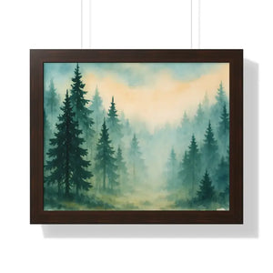 Serene Forest Landscape Framed Print for Meditation Space - Dipaliz - 20’’ x 16’’ / Walnut - Prints