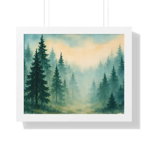 Serene Forest Landscape Framed Print for Meditation Space - Dipaliz - 20’’ x 16’’ / White - Prints