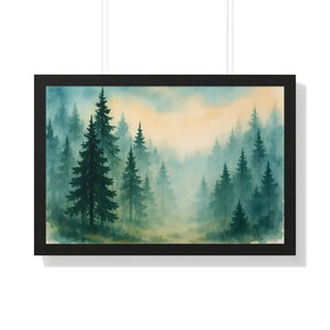 Serene Forest Landscape Framed Print for Meditation Space - Dipaliz - 30’’ x 20’’ / Black - Prints