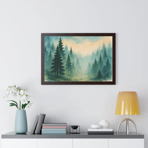 Serene Forest Landscape Framed Print for Meditation Space - Dipaliz - 30’’ x 20’’ / Walnut - Prints