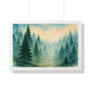 Serene Forest Landscape Framed Print for Meditation Space - Dipaliz - 30’’ x 20’’ / White - Prints