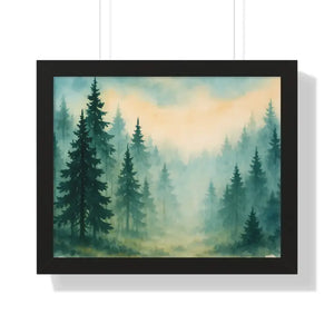 Serene Forest Landscape Framed Print for Meditation Space - Dipaliz - 20’’ x 16’’ / Black - Prints