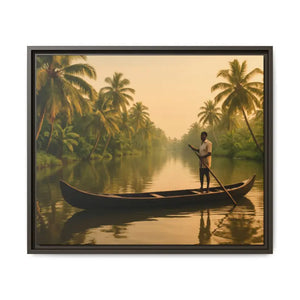 Tropical Paradise Wall Art - Serene Framed Canvas Print - Dipaliz - 24’’ x 20’’ (horizontal) / Espresso / 1.25’’