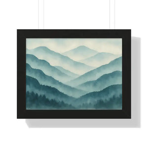 Serene Mountain Landscape Art Print - Tranquil Home Decoration - Dipaliz - 16″ x 12″ / Black - Prints