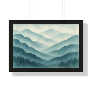 Serene Mountain Landscape Art Print - Tranquil Home Decoration - Dipaliz - 24″ x 16″ / Black - Prints