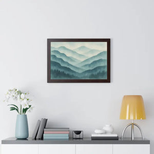 Serene Mountain Landscape Art Print - Tranquil Home Decoration - Dipaliz - 24″ x 16″ / Walnut - Prints