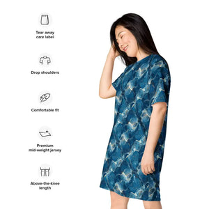 Dresses - Comfortable Oversize Fit Blue T-shirt Dress - Dipaliz