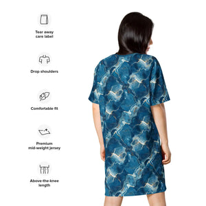 Blue T-shirt Dress – Comfortable Oversize Fit - Dipaliz - Dresses - Xs