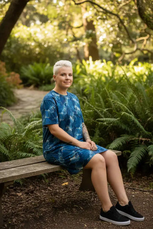 Dresses - Comfortable Oversize Fit Blue T-shirt Dress - Dipaliz