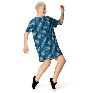 Blue T-shirt Dress – Comfortable Oversize Fit - Dipaliz - Dresses - Xs