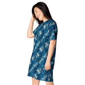Blue T-shirt Dress – Comfortable Oversize Fit - Dipaliz - Dresses - Xs