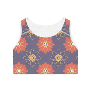 Sports Bra - Geometrical Floral Polyester Spandex - Dipaliz - Bras