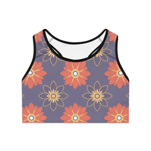 Sports Bra - Geometrical Floral Polyester Spandex - Dipaliz - Bras
