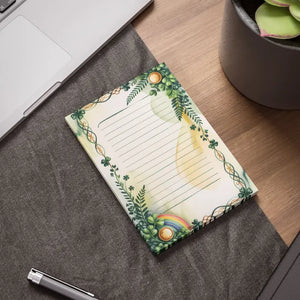 Rainbow Lined Note Pad - St. Patrick’s Day Shamrock Floral - Dipaliz - 4’’ x 6’’ / White - Paper Products