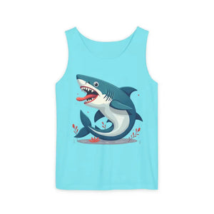 Bold Shark Graphic Unisex Tank - Summer Apparel - Dipaliz - Lagoon Blue / Xs - T-shirts