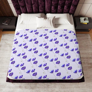 Purple Flower Sherpa Blanket - Chic Cozy Plush - Dipaliz - Blankets