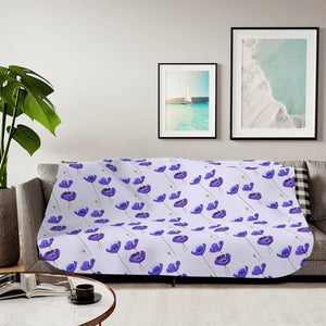 Purple Flower Sherpa Blanket - Chic Cozy Plush - Dipaliz - Blankets