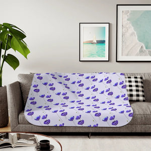Purple Flower Sherpa Blanket - Chic Cozy Plush - Dipaliz - Blankets