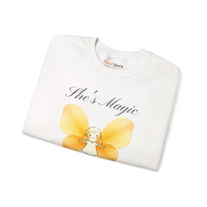 She’s Magic Custom Name Sweatshirt, Personalized Yellow Butterfly Fairy Crewneck - Sweatshirts - m