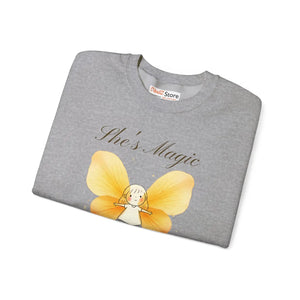 She’s Magic Custom Name Sweatshirt, Personalized Yellow Butterfly Fairy Crewneck - Sweatshirts - m
