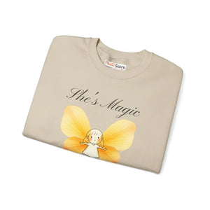 She’s Magic Custom Name Sweatshirt, Personalized Yellow Butterfly Fairy Crewneck - Sweatshirts - m