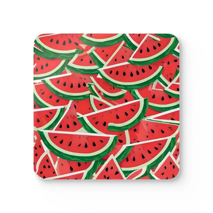 Shimmering Watermelon Coaster Set: Prevent Sliding in Style! - Cork / 3.75’’ × / Square Home Decor