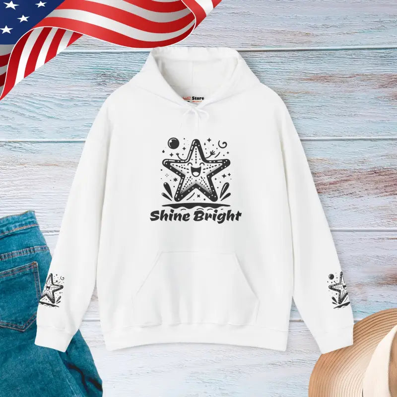 Shine Bright with Starfish Unisex Heavy Blend Hooded Sweatshirt - White / s Hoodie