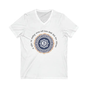 Gayatri Mantra Golden Aura Unisex V-neck Tee - Dipaliz - s / White - T-shirts
