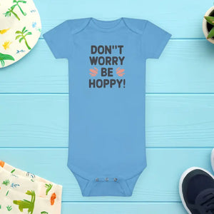 Short Sleeve Onesie - Don’t Worry be Hoppy Cotton Design - Dipaliz - Blue / Nb (0-3m) - Kids Clothes