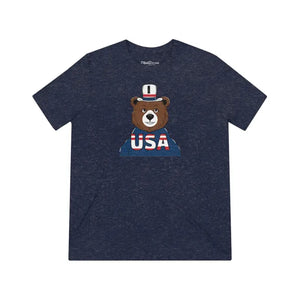 Bear with a Usa Flag T-shirt - Patriotic Comfort Tee - Dipaliz - T-shirts