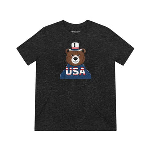 Bear with a Usa Flag T-shirt - Patriotic Comfort Tee - Dipaliz - T-shirts