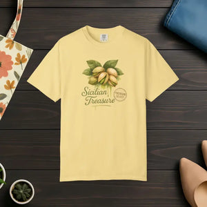 Sicilian Treasure Botanical Unisex Garment-dyed Print Shirt - Dipaliz - Butter / s - T-shirts