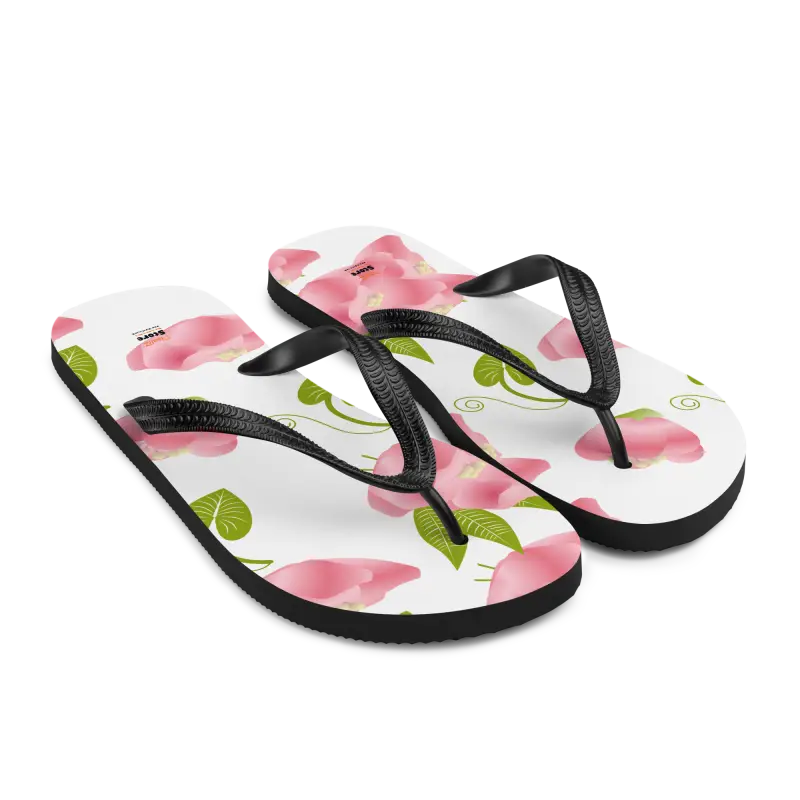 Turn Heads with Pink Floral Slip-resistant Flip-flops - Slippers