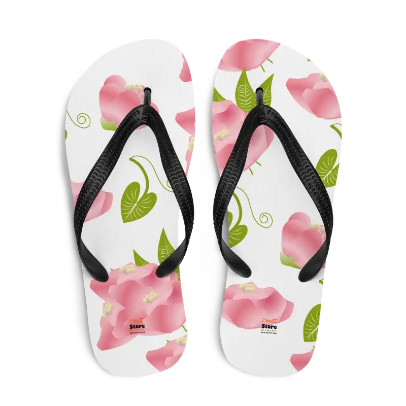 Turn Heads with Pink Floral Slip-resistant Flip-flops - Slippers